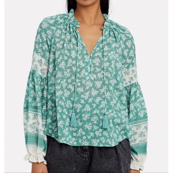 Veronica Beard Kalina silk floral boho blouse size 4 - Image 2