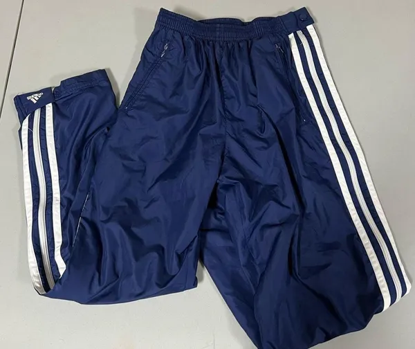 Adidas Navy Blue White 3-Stripe Zipper Windbreaker Track Pants Sweats Sweatpants Bottoms Size M 🧿 - Image 3