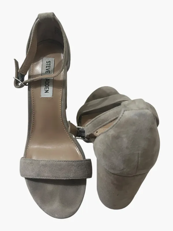 Steve Madden Suede Ankle-Strap Carrson Block Heel Sandals - Taupe - Image 5