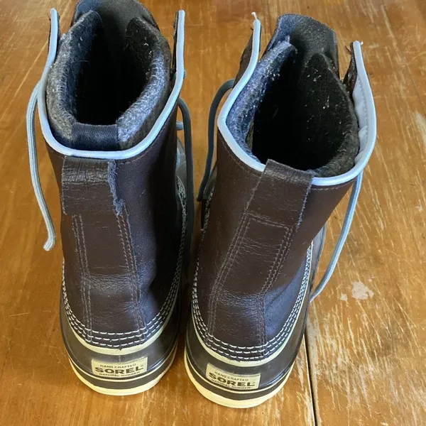 Sorel Women's 1964 Premium Blue Brown Leather Rubber Waterproof Snow Boots 10 - Image 3