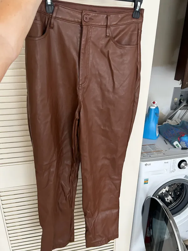 Boutique Brown Pleather Pants Size M - Image 3