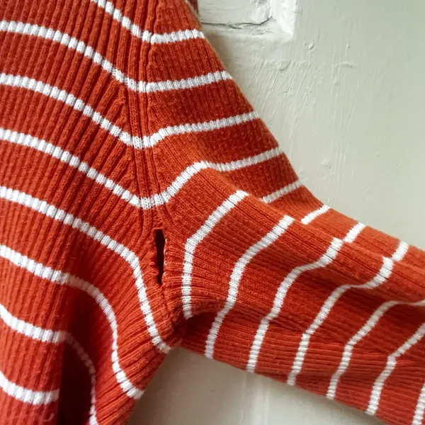 Ralph Lauren Striped Henley Sz M Orange Preppy Retro Cotton Summer 3/4 Sleeve - Image 5