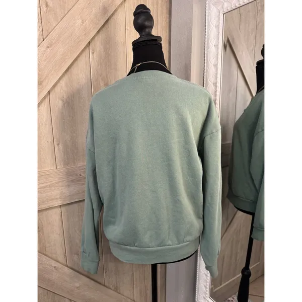 Sage Green Crewneck Sweatshirt Oversized Pullover Top Women Medium - Image 6