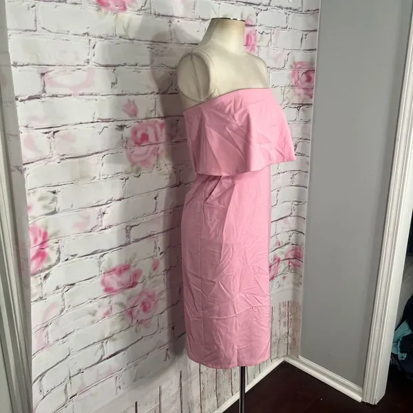 Lulu’s Lots of Love Light Pink Strapless Midi strapless flounce Dress - Image 6