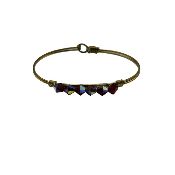 Luca +‎ Danni Bangle Bracelet Brass Green Faceted Glass Bead Stackable L+S USA - Image 2