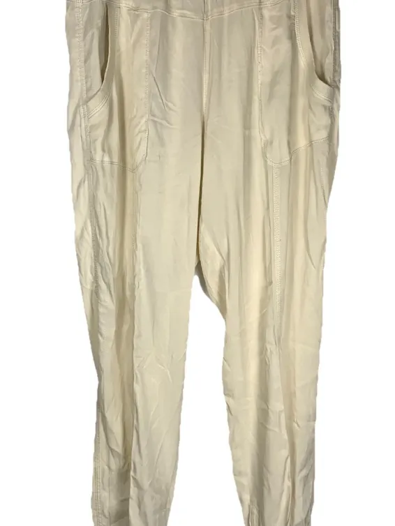 Marrakech Silky Jogger Pants Large Cream Lightweight Relaxed Pull On - Image 3
