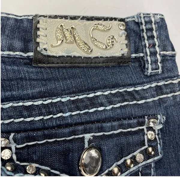 Miss Chic Women's Blue Denim Low-Rise Bootcut Jeans Size 9 - Image 7