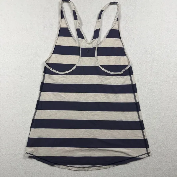 Lululemon Cool Racerback Tank Top Striped Gray Navy Women’s Size XS/S - Image 2