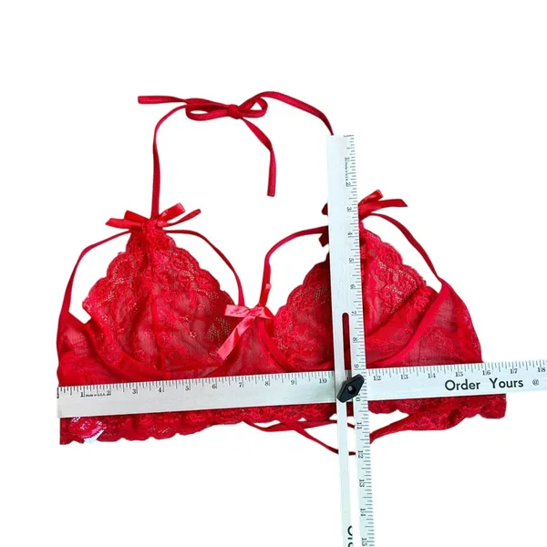 Flatter Me Lipstick Red Lace 2-Piece Crotchless Sexy Lingerie Set sz XXL NEW Tag - Image 9