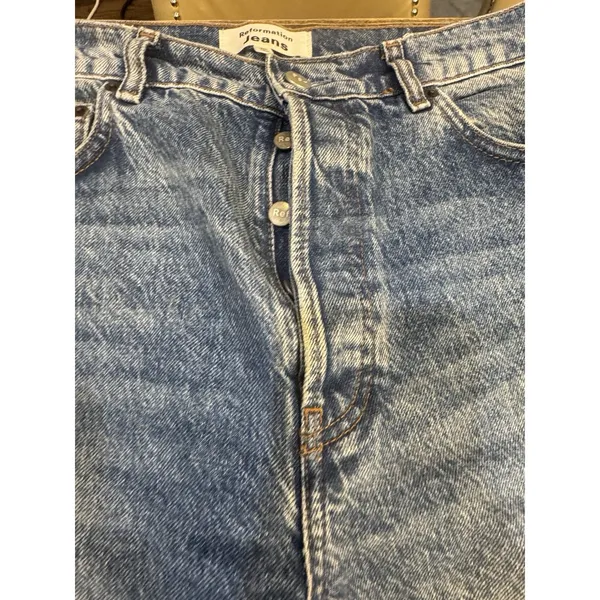 Reformation High Rise Straight Leg Medium Wash Jeans In Shasta Blue Size 30 - Image 4