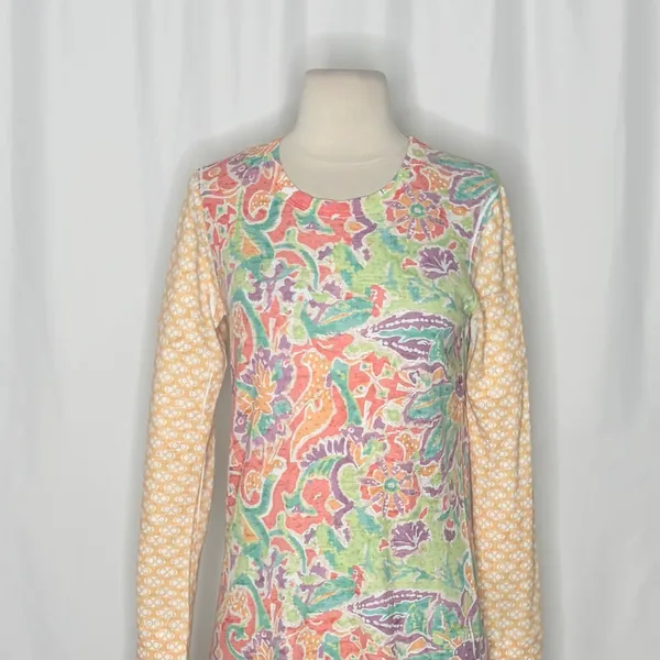 Sundance WHIMSY ROSE Floral Mixed Print Thermal Top Shirt Small Made in USA - Image 3