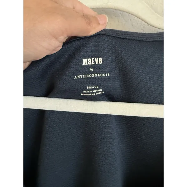 Anthropologie Maeve Blue‎ Ribbed Satin Tiered Balloon Sleeve Cropped Top Size S - Image 8