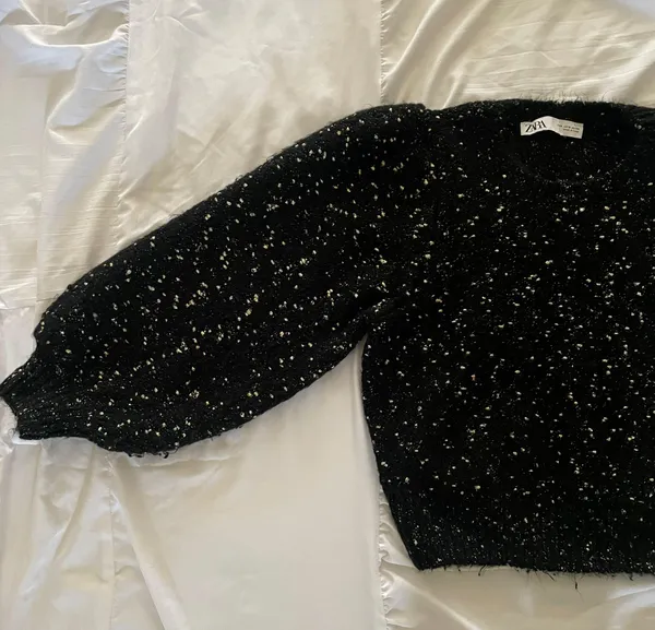ZARA Metallic Thread Speckled Puffy Sleeve Knit Sweater - Image 10
