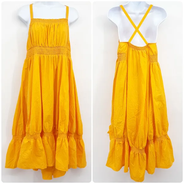 Daily Practice by Anthropologie Womens Mango Boho Tiered High-Low Midi Dress XS - Image 2