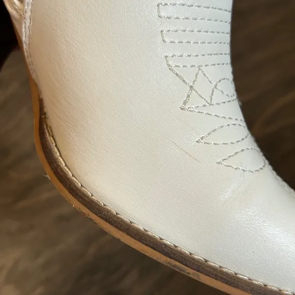 White Western Ankle‎ Boots Pointed Toe Cowboy Booties Size 9 EUR 40 - Image 5