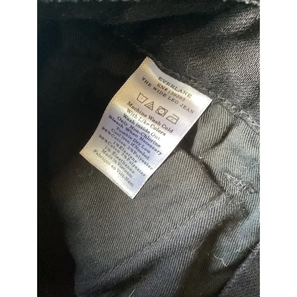 Everlane The Wide Leg Jean Black High Rise Button Fly Ankle Pants Size 26 Ankle - Image 8