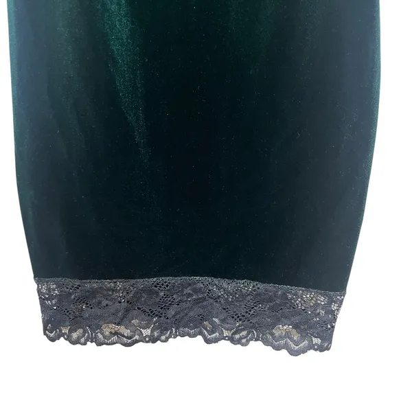 Windsor Velvet Lace Trim Mini Bodycon Dress Forest Green Whimsigoth Size M - Image 3