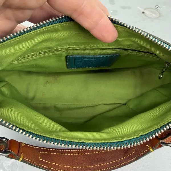Coach Ergo Shoulder Bag Womens Small Teal Leather Good Vintage Y2K Pebbled - Image 5