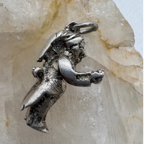 Vintage Sterling Silver 925 Gnome Dwarf Fantasy Charm Pendant - Image 2
