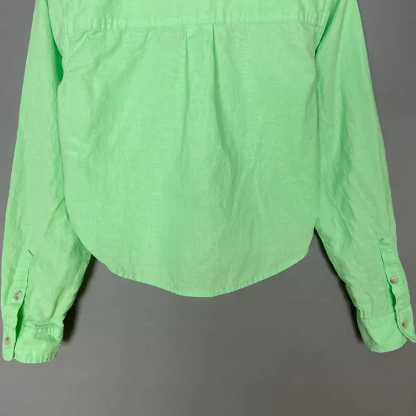 Universal Thread Crop Top Light Neon Green Cotton Linen‎ Size XS Long Sleeves - Image 10