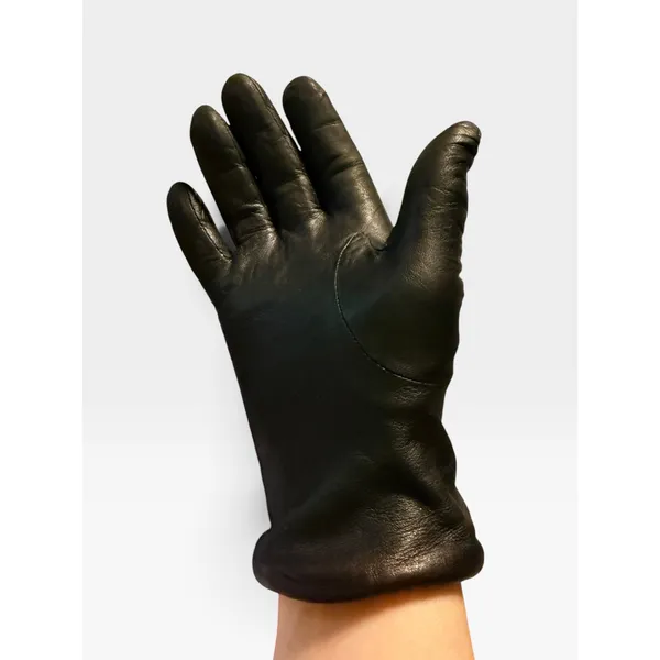 Downed womens Black Leather Gloves Soft Lined Elastic Wrist Winter Accessories S - Image 2