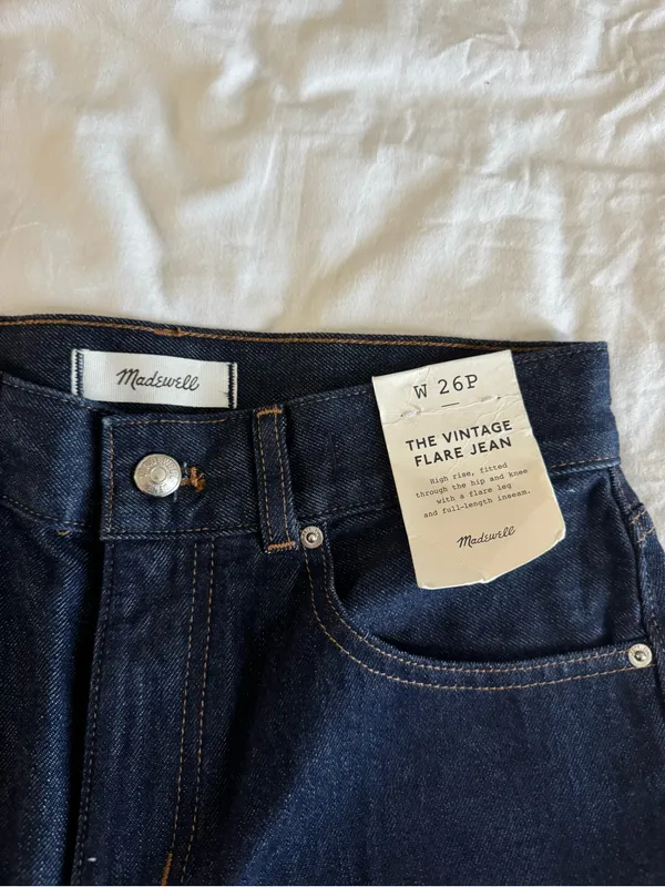 Madewell Women’s The Vintage Flare Jean NWT US 26 Petite Dark Wash Cotton - Image 10