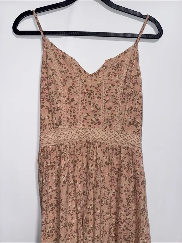 Japna Floral High-Low Boho Dress Small Crochet Lace Smocked Back Summer‎ - Image 5