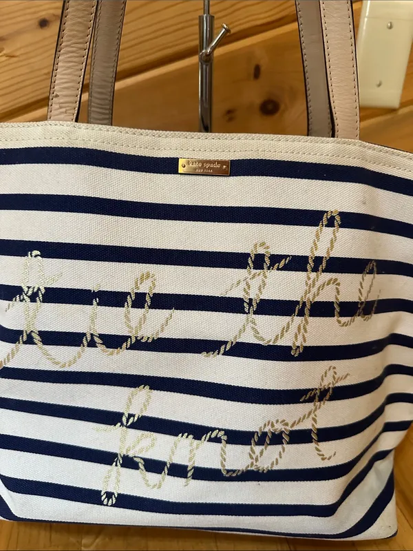 Kate Spade Tie the Knot striped tote Storybook lining - Image 2
