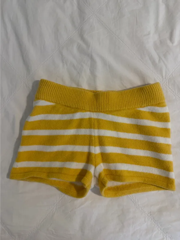 Daily Drills Sunny & White Stripe Knit Micro Shorts - Image 3