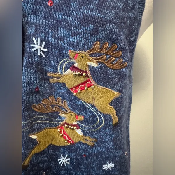 Vintage Heirloom Collectibles Santa Reindeer Christmas Sweater Vest‎ Large - Image 8