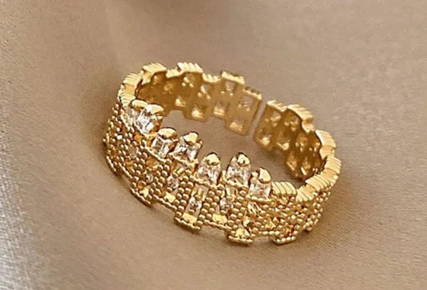 18K Gold Plated Adjustable Open Ring for Women,Statement Ring,Gold Ring - Image 3