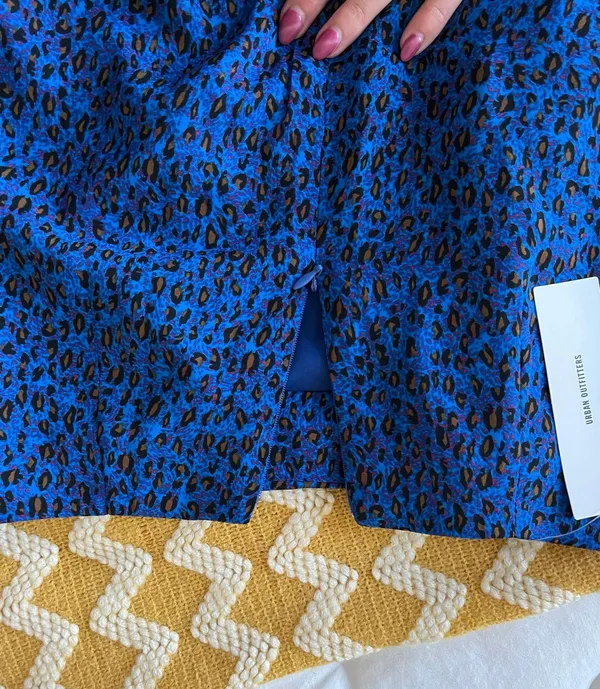 Urban Outfitters Blue Leopard Print Mini Skirt - Image 5