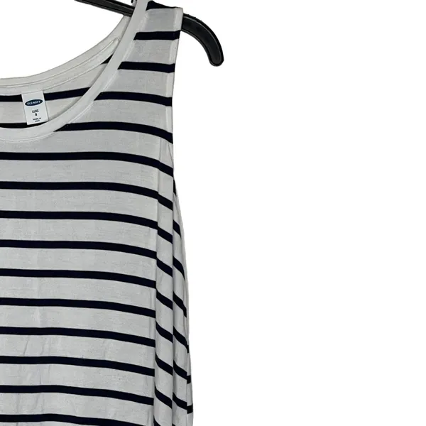 Old‎ Navy Luxe Tank Top Size Small White With Navy Stripes Stretch Womens - Image 4