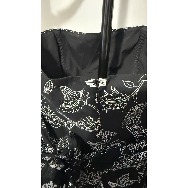 White House Black Market Strapless Floral Toile Midi Dress Black White Size 2 - Image 5