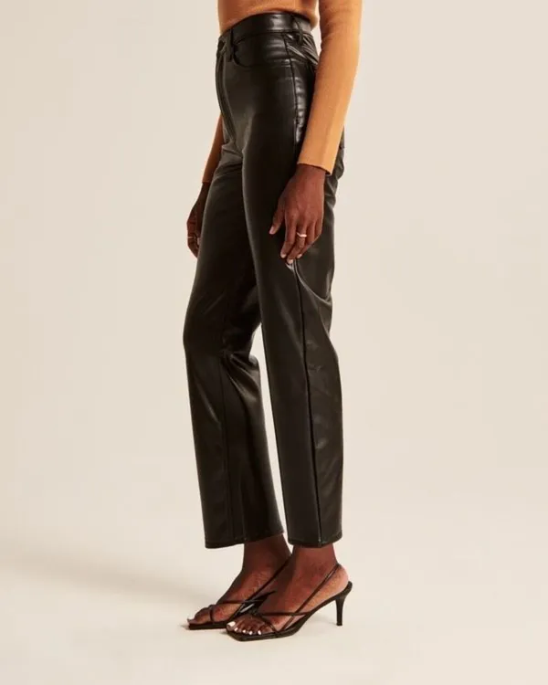 Abercrombie & Fitch The Ankle Straight Ultra High Rise Vegan Leather Pants 12/31 - Image 16