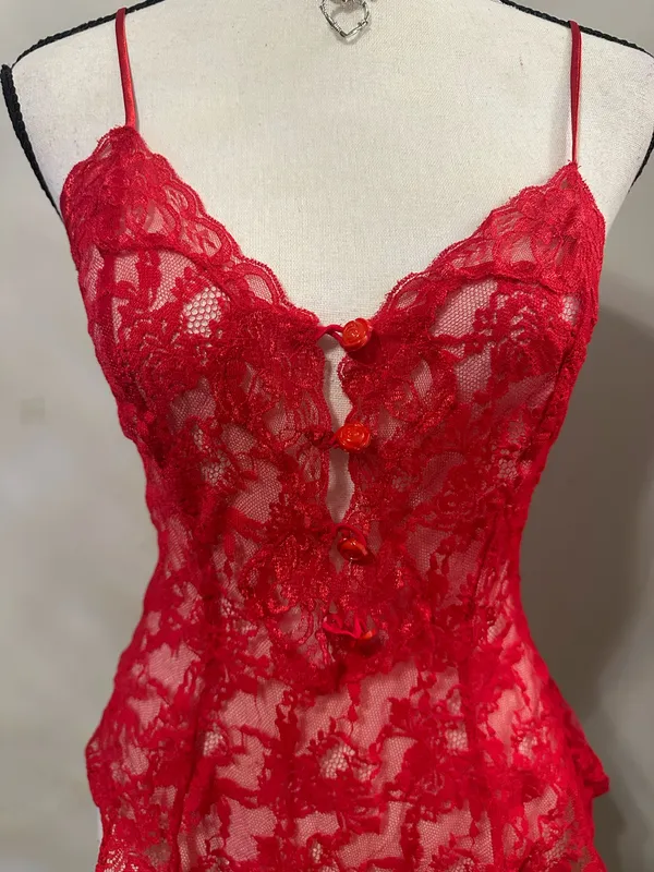 Vintage victorias Secret Lingerie Bodysuit red - Image 2