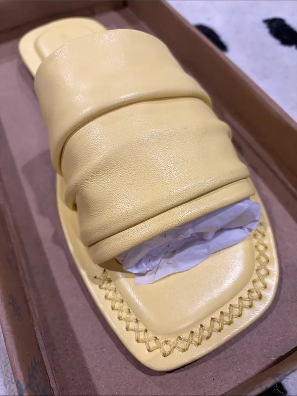 FREE PEOPLE NIB Evelyn Slip On Sandals / Sunkissed Yellow Leather - Image 6