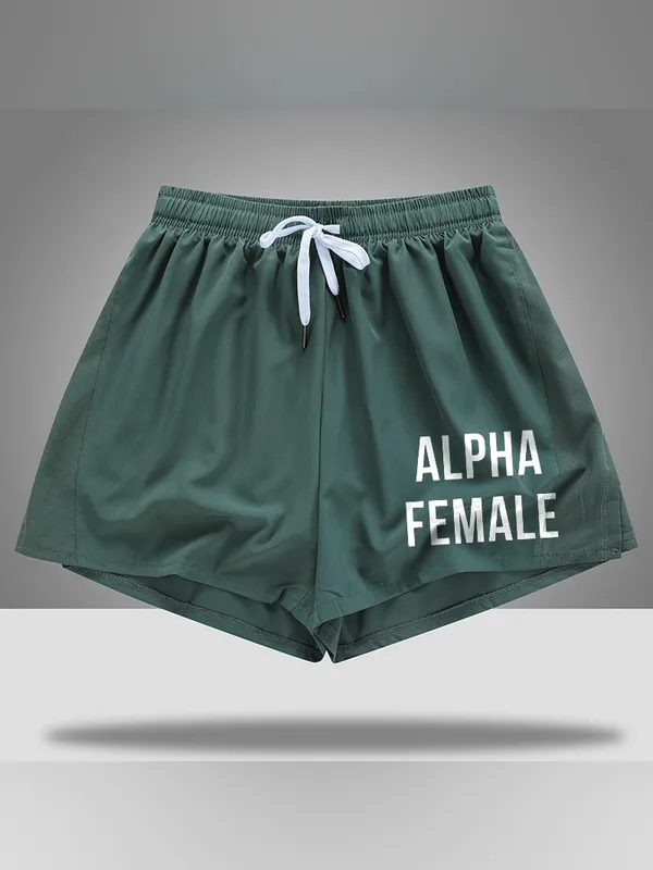 Traneing Alpha Female 2-in-1 Athletic Running Shorts Green Size Medium - Image 2