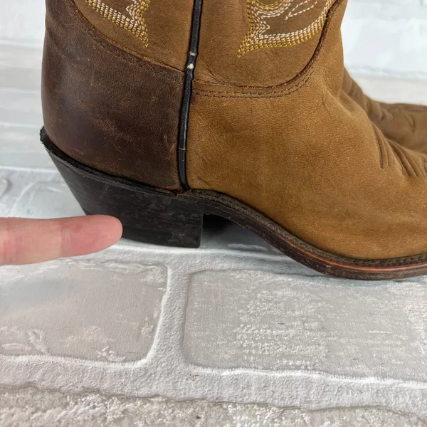 Justin Boots Cowboy Boots Bay Apache Womens Girls 5 Brown‎ Leather Western Embroidered - Image 3