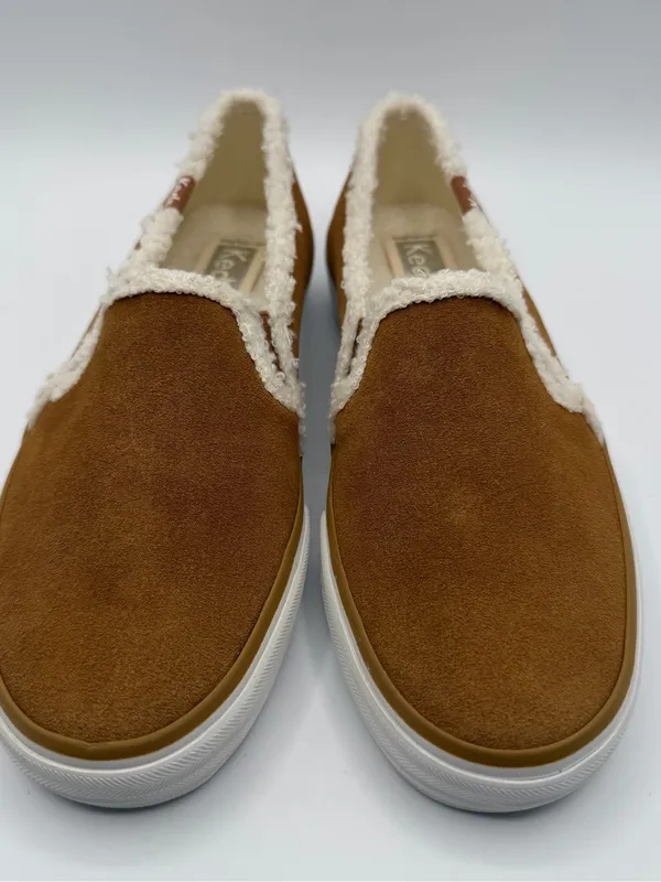 Keds Double Decker Shearling Slip On Suede Cognac Sneakers Women’s 6 - Image 2