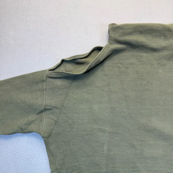Varley Olive Green Ribbed Mock Neck‎ Pullover Sweatshirt Size L Cotton Portugal - Image 8