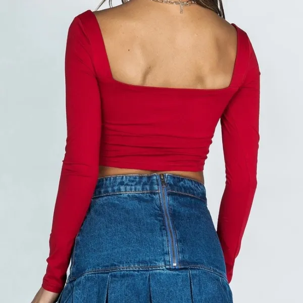 Princess Polly Tilly Long Sleeve Top in Maroon Size 10 New with tag - Image 3