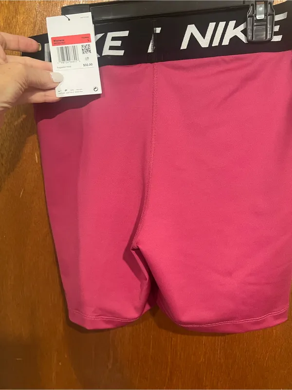 Nike Pink Bike Shorts with Black NIKE Waistband - Image 3
