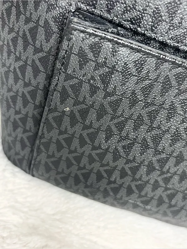 Michael Kors Black Signature MK Logo Jet Set Tote Bag with Front Pocket - Image 6