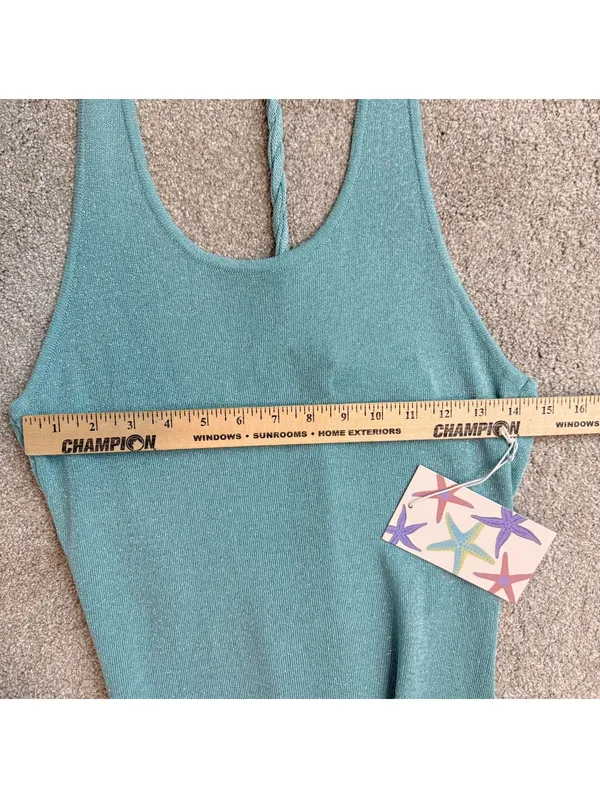 NWT Forever 21+ Women’s 2X Turquoise Metallic Knit Maxi Dress - Image 12