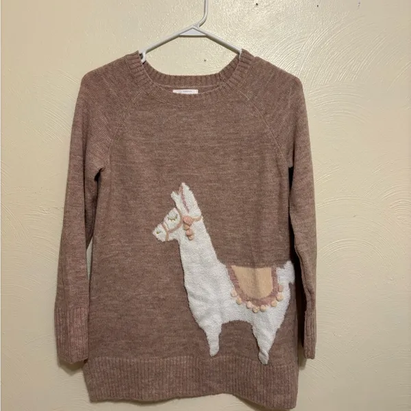 LC Lauren Conrad Brown Sweater with Llama Motif - Image 2