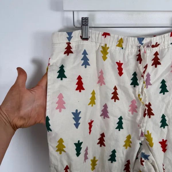 Hanna Andersson Holiday Flannel Pajama Pants Tree 100% Cotton Womens Large - Image 4