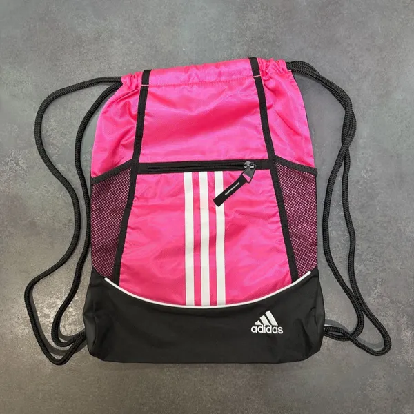Adidas Alliance II Hot Pink Black Drawstring Sackpack Backpack Mesh Sides - Image 3