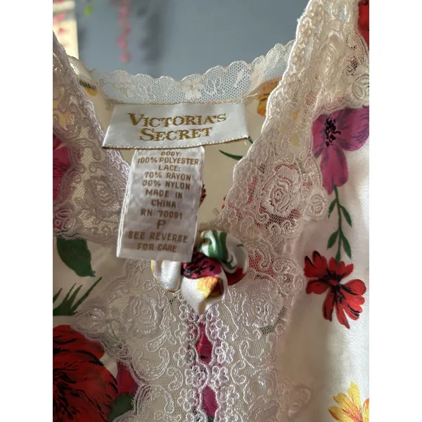 Vintage Victoria’s Secret Floral Satin Lace Teddy Bodysuit Size P - Image 7