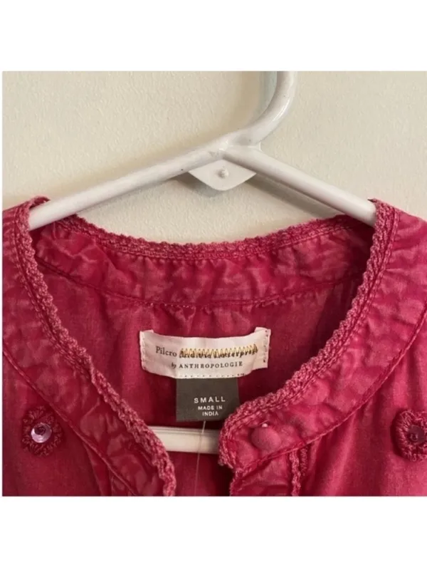 Anthropologie Pilcro and the Letterpress Adira Button Down Pink Beaded Top Small - Image 6